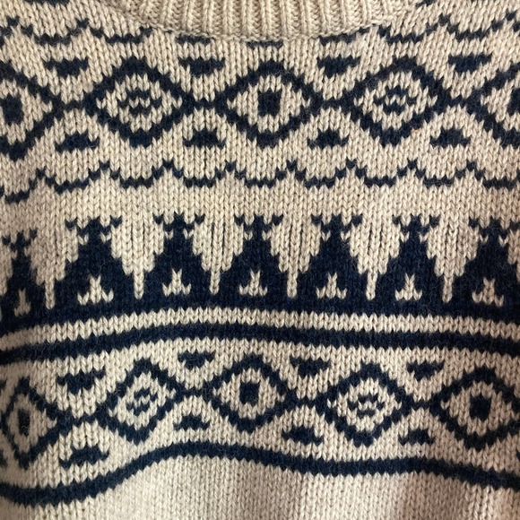J. Crew Wallace & Barnes Fair Isle Sweater Medium Blue 100% Wool Grandpa Nordic - Picture 6 of 9